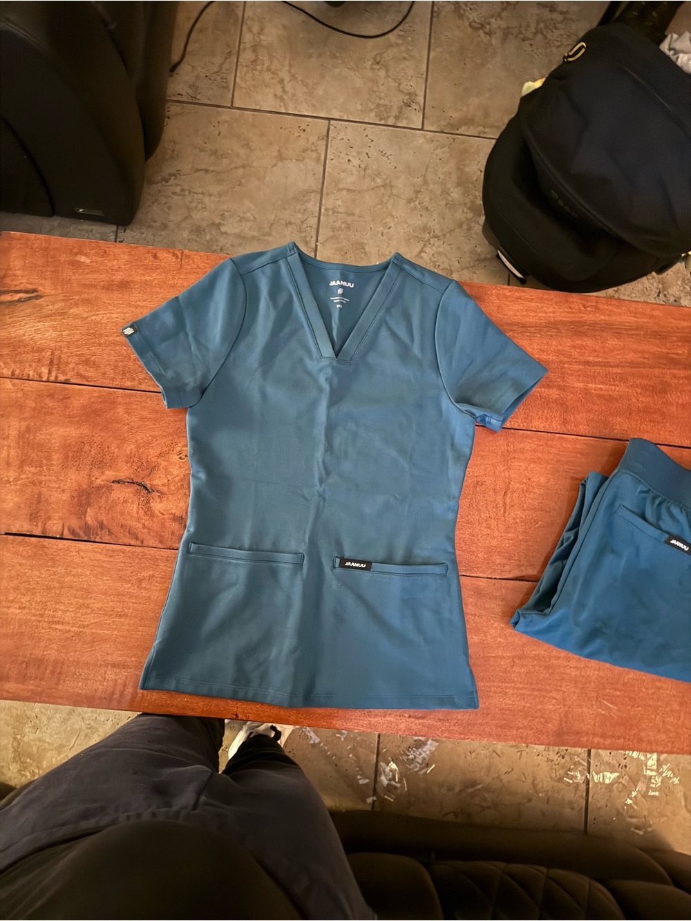 Jaanuu ultrasoft yoga V-Neck Scrub Top with Front Pockets